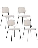 Set of 4 Dining Chairs Light Beige Black Polyester Iron Legs Armless Protective Caps Modern Minimalism Design Stackable Beliani