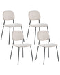 Set of 4 Dining Chairs Light Beige Black Polyester Iron Legs Armless Protective Caps Modern Minimalism Design Stackable Beliani