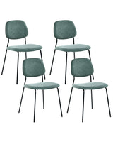 Set of 4 Dining Chairs Green Black Polyester Iron Legs Armless Protective Caps Modern Minimalism Design Stackable Beliani