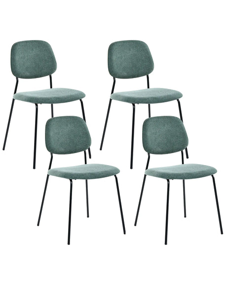 Set of 4 Dining Chairs Green Black Polyester Iron Legs Armless Protective Caps Modern Minimalism Design Stackable Beliani
