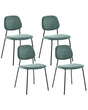 Set of 4 Dining Chairs Green Black Polyester Iron Legs Armless Protective Caps Modern Minimalism Design Stackable Beliani