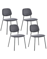 Set of 4 Dining Chairs Grey Black Polyester Iron Legs Armless Protective Caps Modern Minimalism Design Stackable Beliani