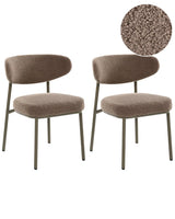Set of 2 Dining Chairs Taupe Boucle Armless Iron Legs Protective Caps Retro Design Dining Room Seating Beliani