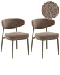 Set of 2 Dining Chairs Taupe Boucle Armless Iron Legs Protective Caps Retro Design Dining Room Seating Beliani