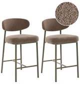 Set of 2 Bar Chairs Taupe Boucle Armless Iron Legs Protective Caps Retro Design Dining Room Seating Beliani