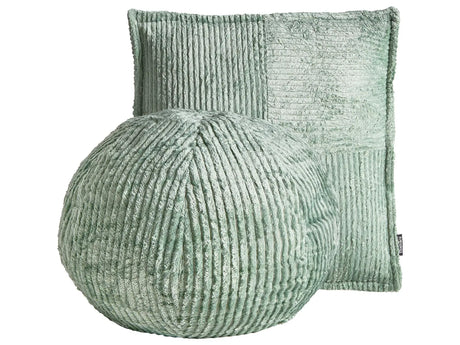 Set of 2 Decorative Cushions Green Corduroy Solid Pattern 45 x 45 cm 30 x 30 cm Boho Dcor Accessories Bedroom Living Room Beliani