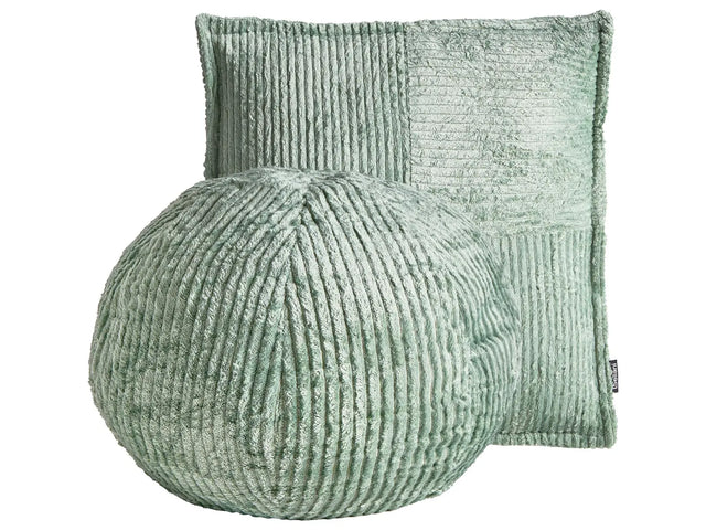 Set of 2 Decorative Cushions Green Corduroy Solid Pattern 45 x 45 cm 30 x 30 cm Boho Dcor Accessories Bedroom Living Room Beliani