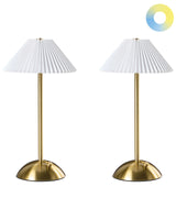 Set of 2 Wireless Table LED Lamps Gold Metal Indoor Outdoor with USB C Port Rechargeable Beliani