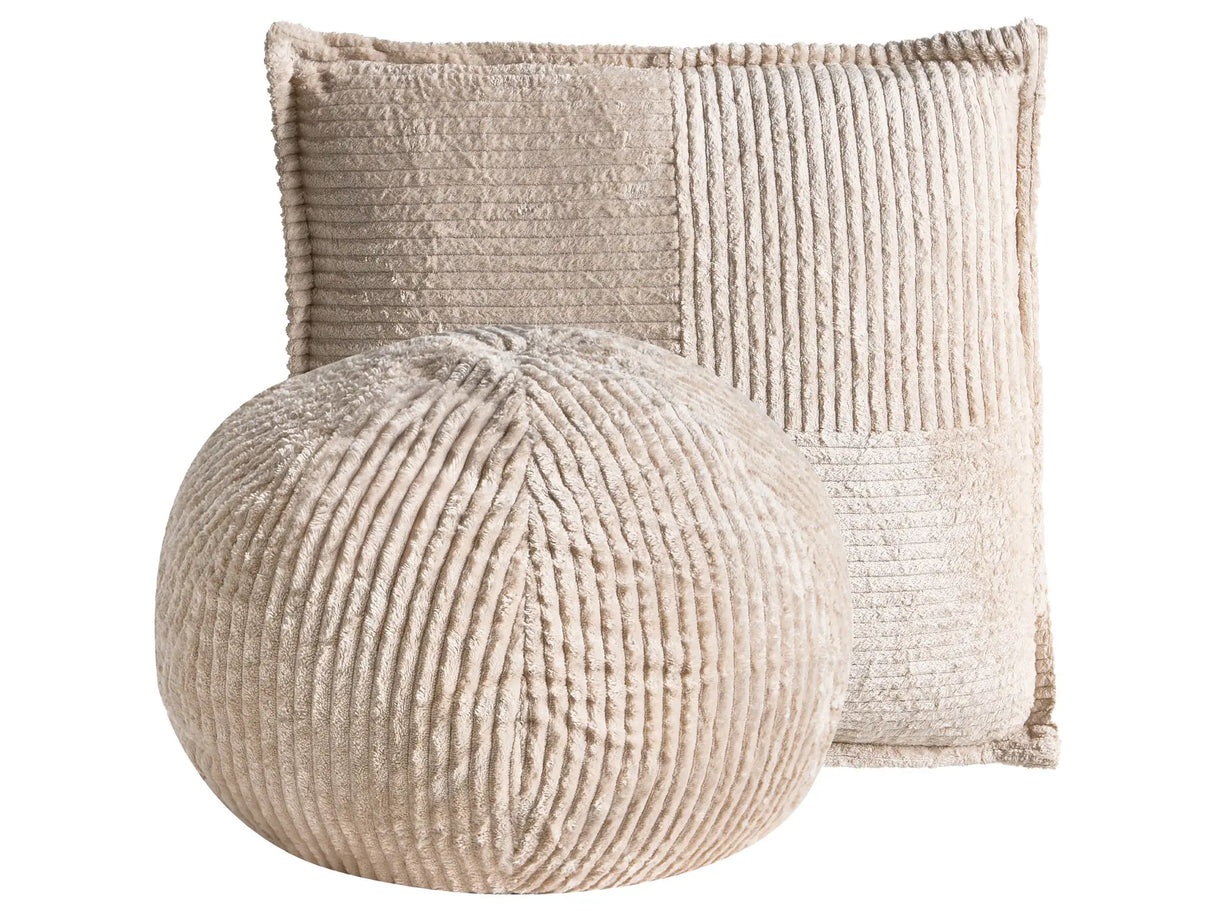 Set of 2 Decorative Cushions Off-White Corduroy Solid Pattern 45 x 45 cm 30 x 30 cm Boho Dcor Accessories Bedroom Living Room Beliani