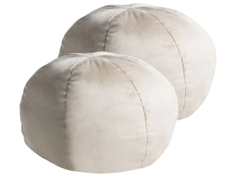 Set of 2 Decorative Cushions Off-White Velvet Solid Pattern 33 x 33 cm Boho Dcor Accessories Bedroom Living Room Beliani