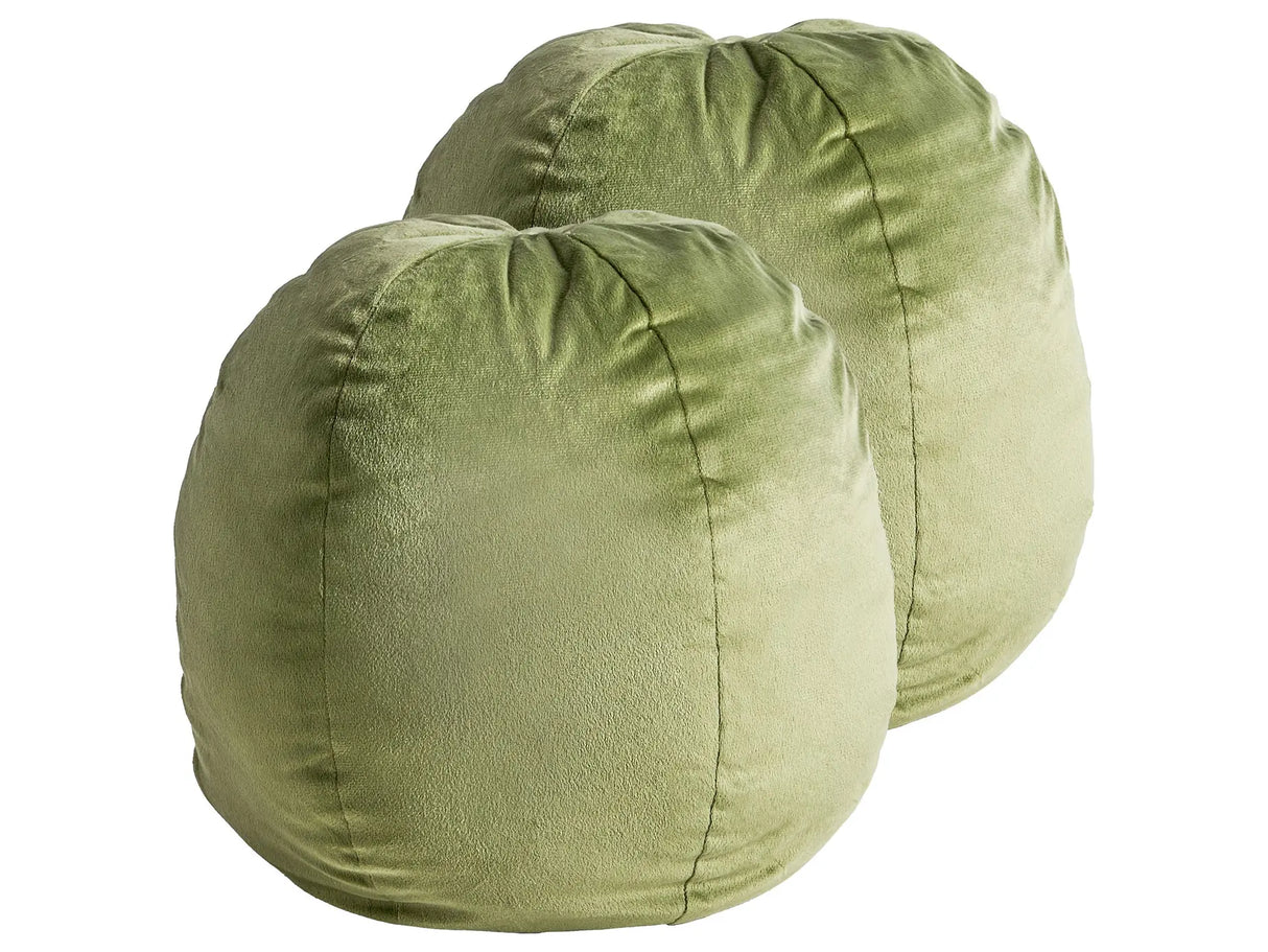 Set of 2 Decorative Cushions Olive Green Velvet Solid Pattern 33 x 33 cm Boho Dcor Accessories Bedroom Living Room Beliani