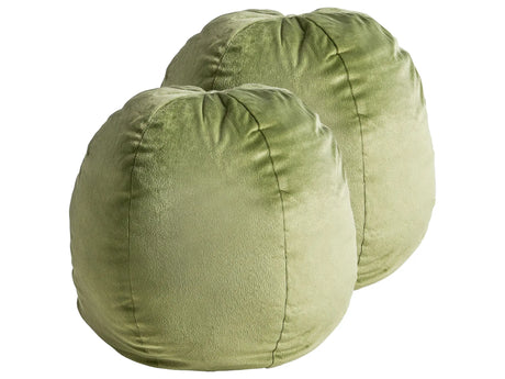 Set of 2 Decorative Cushions Olive Green Velvet Solid Pattern 33 x 33 cm Boho Dcor Accessories Bedroom Living Room Beliani
