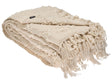 Blanket Off-White Fabric 150 x 200 cm Woven Bed Throw with Tassels Bed Spread Cover Beliani