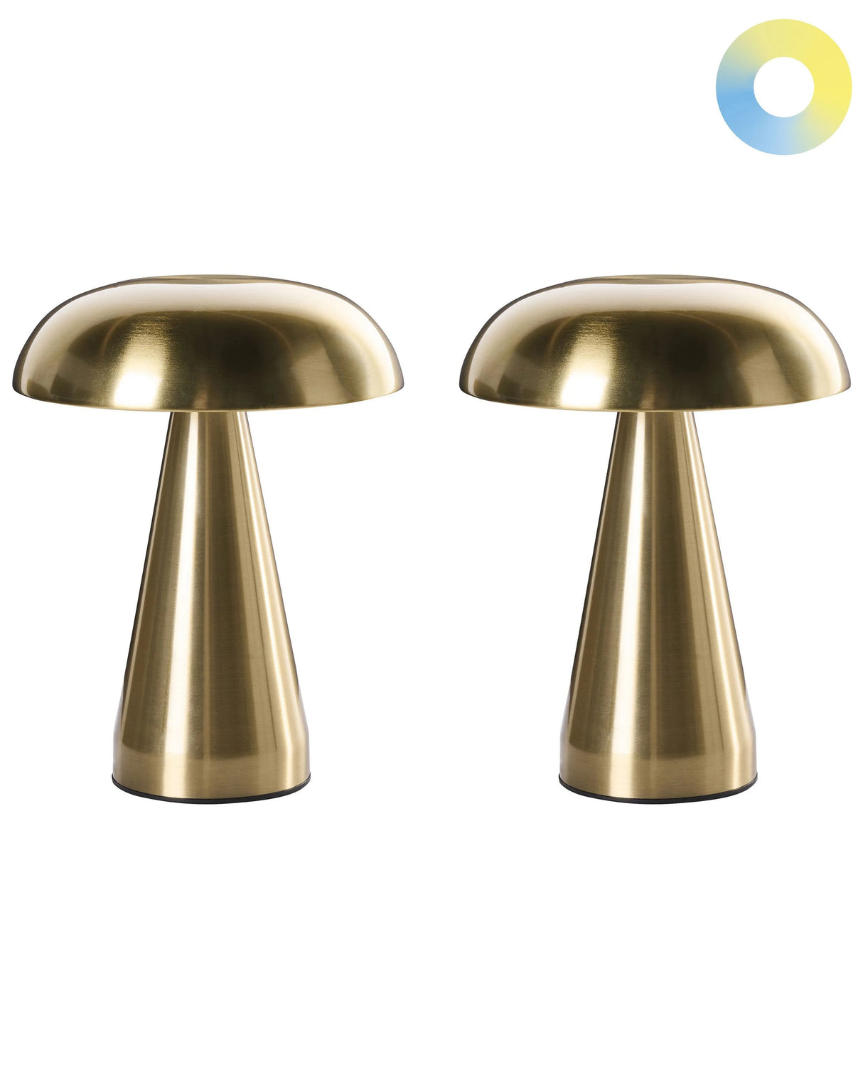 Set of 2 Wireless Table LED Lamps Gold Metal Indoor Outdoor with USB C Port Rechargeable Beliani