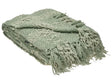 Blanket Green Fabric 150 x 200 cm Woven Bed Throw with Tassels Bed Spread Cover Beliani