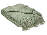 Blanket Green Fabric 150 x 200 cm Woven Bed Throw with Tassels Bed Spread Cover Beliani