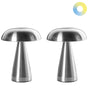 Set of 2 Wireless Table LED Lamps Silver Metal Indoor Outdoor with USB C Port Rechargeable Beliani