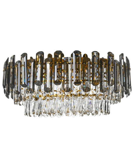 Chandelier Silver Iron Acrylic Faux Crystals Tiered Design Glamour Style Shimmering Effect Beliani