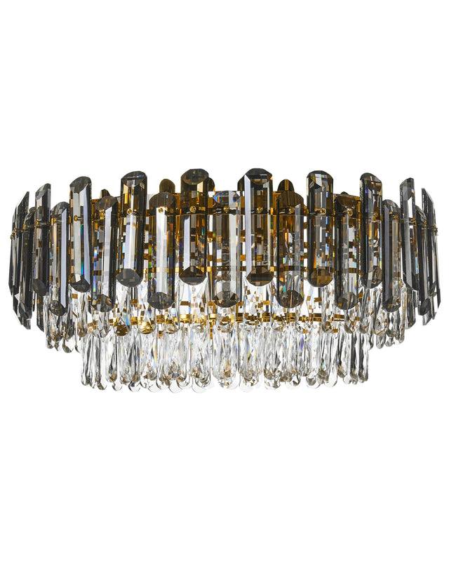 Chandelier Silver Iron Acrylic Faux Crystals Tiered Design Glamour Style Shimmering Effect Beliani