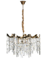 Chandelier Gold Iron Acrylic Faux Crystals Tiered Design Glamour Style Shimmering Effect Beliani