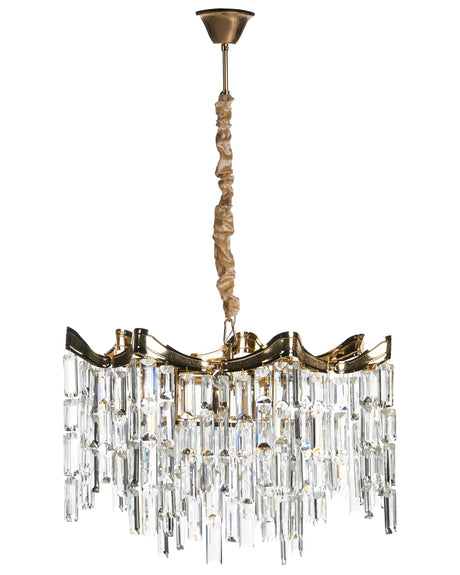 Chandelier Gold Iron Acrylic Faux Crystals Tiered Design Glamour Style Shimmering Effect Beliani