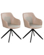 Set of 2 Swivel Dining Chairs Sand Beige Faux Leather Upholstery Metal Legs Base Two Colours Dining Room Beliani