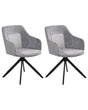 Set of 2 Swivel Dining Chairs Grey Fabric Water-Repellent Upholstery Metal Legs Base Two Colours Dining Room Beliani