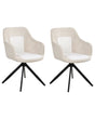 Set of 2 Swivel Dining Chairs Light Beige Fabric Water-Repellent Upholstery Metal Legs Base Two Colours Dining Room Beliani