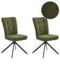 Set of 2 Swivel Dining Chairs Green Boucle Upholstery Metal Legs Base Dining Room Beliani