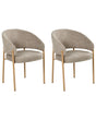 Set of 2 Dining Chairs Taupe Fabric Upholstery Curved Metal Legs Heat Transfer Base Dining Room Beliani