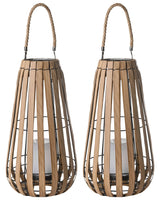 Solar Lantern Light Brown Synthetic Material LED In &amp; Outdoor Decoration Energy-Efficient Rustic Boho Beliani