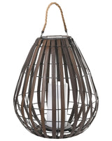 Solar Lantern Dark Brown Synthetic Material LED In &amp; Outdoor Decoration Energy-Efficient Rustic Boho Beliani