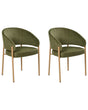 Set of 2 Dining Chairs Green Fabric Upholstery Curved Metal Legs Heat Transfer Base Dining Room Beliani