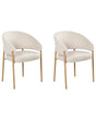 Set of 2 Dining Chairs Light Beige Fabric Upholstery Curved Metal Legs Heat Transfer Base Dining Room Beliani