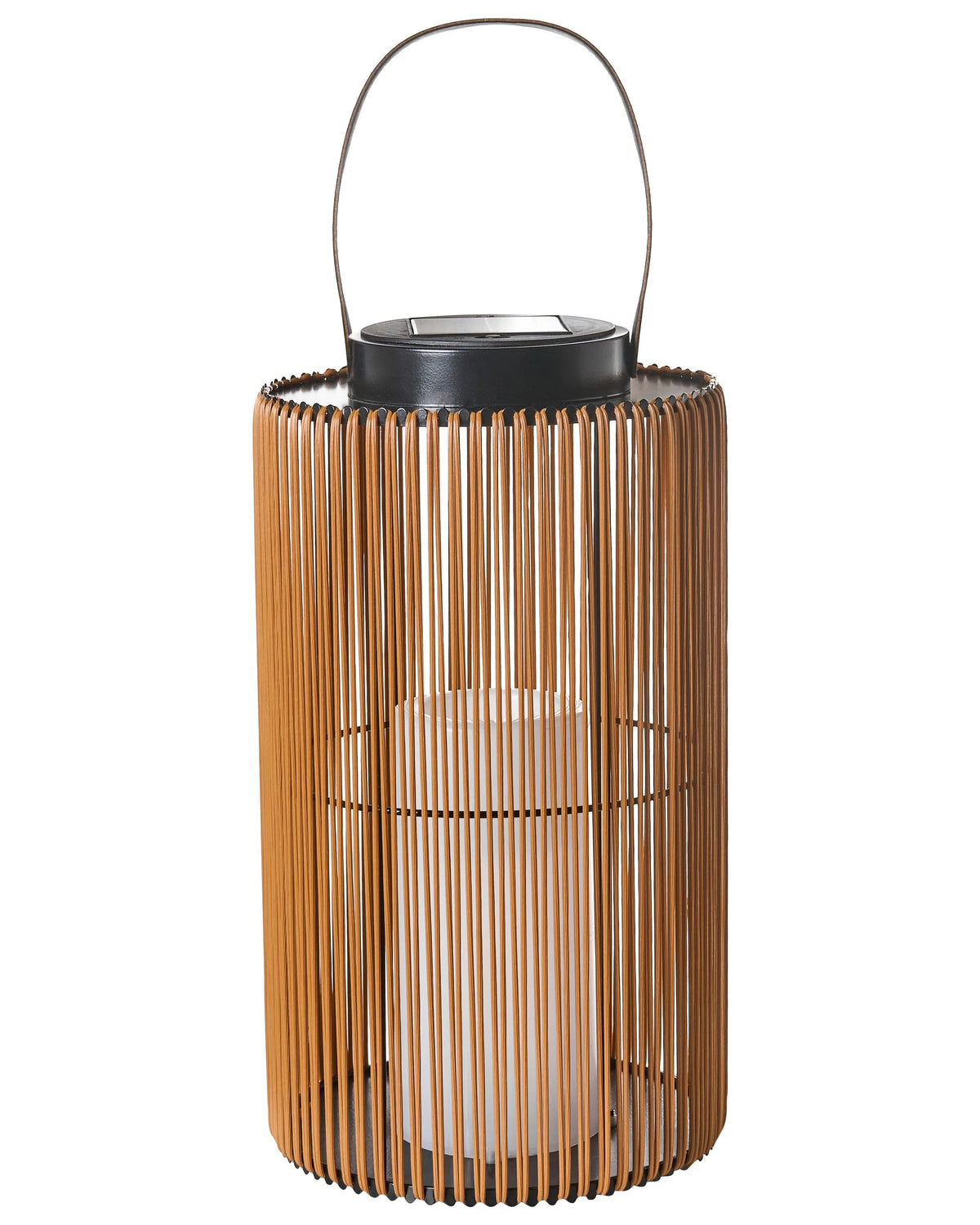 Solar Lantern Natural Synthetic Material LED In &amp; Outdoor Decoration Woven Shade Energy-Efficient Rustic Boho Beliani