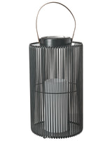 Solar Lantern Black Synthetic Material LED In &amp; Outdoor Decoration Woven Shade Energy-Efficient Rustic Boho Beliani