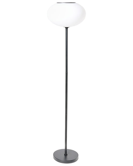 Outdoor Solar Floor Lamp Black White Synthetic Material Iron Base LED Garden Patio Energy-Efficient Beliani