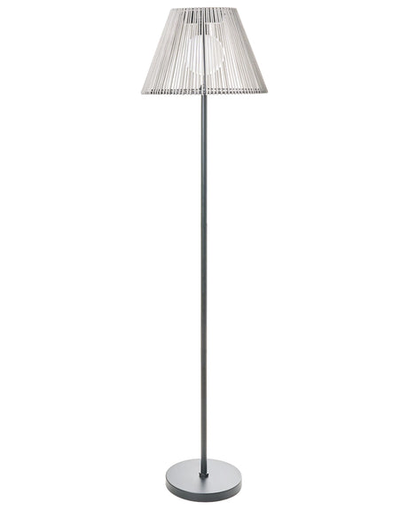 Outdoor Solar Floor Lamp Grey Synthetic Material Iron Base LED Garden Patio Energy-Efficient Beliani