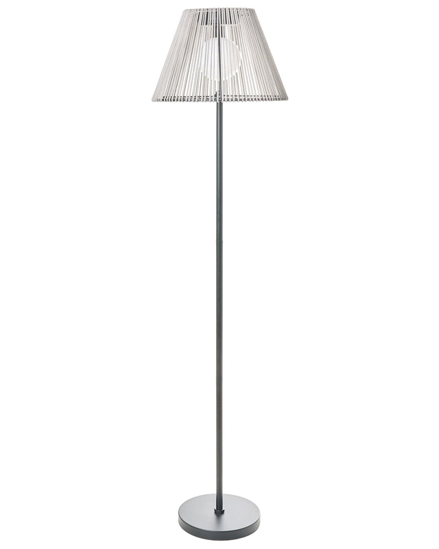 Outdoor Solar Floor Lamp Grey Synthetic Material Iron Base LED Garden Patio Energy-Efficient Beliani