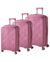 Set of 3 Hard Shell Suitcases Pink Synthetic Material Iron TSA Lock Silent Wheels Anti-Theft Zipper 3 Sizes Modern Beliani
