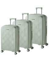 Set of 3 Hard Shell Suitcases Light Green Synthetic Material Iron TSA Lock Silent Wheels Anti-Theft Zipper 3 Sizes Modern Beliani