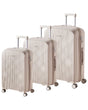 Set of 3 Hard Shell Suitcases Light Beige Synthetic Material Iron TSA Lock Silent Wheels Anti-Theft Zipper 3 Sizes Modern Beliani