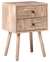 Bedside Table Light Brown MDF Pine Wood Legs 2 Drawers Side Table Modern Beliani