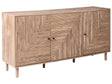 Sideboard 3 Door Light Brown MDF Pine Wood Legs Freestanding Cabinet with Shelves Home Storage Unit Highboard Minimalist Beliani