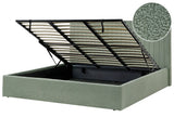 Ottoman Bed Green Boucle Upholstery EU Super King Size Tufted Headboard Storage Function Beliani