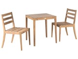 Garden Bistro Set Chairs and Table Light Brown Certified Acacia Wood Rectangular Top Rustic Style Outdoor Beliani