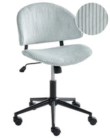 Office Chair Light Blue Corduroy Seat and Backrest Swivel Desk Computer Adjustable Height Modern Home Office Beliani