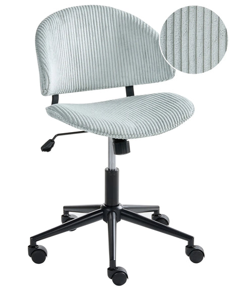 Office Chair Light Blue Corduroy Seat and Backrest Swivel Desk Computer Adjustable Height Modern Home Office Beliani