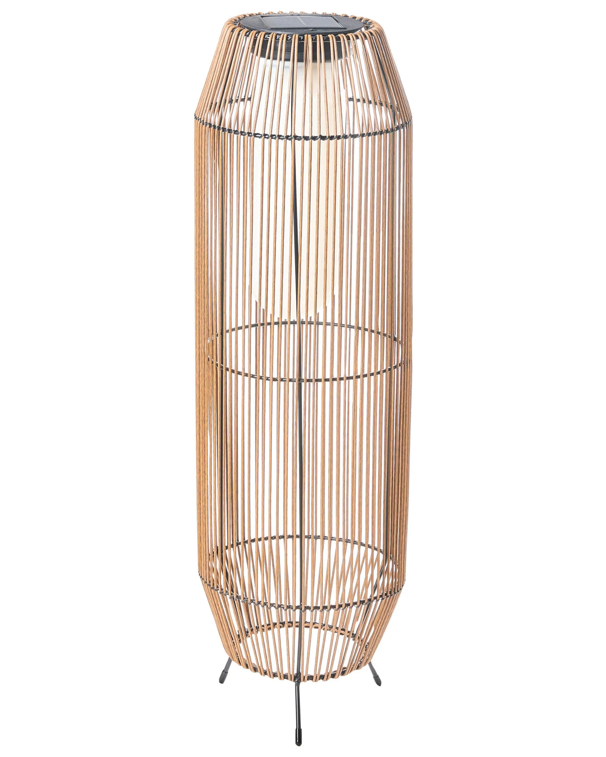 Outdoor Solar Lantern Natural Synthetic Material Woven Shade LED Garden Patio Energy-Efficient Beliani