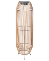 Outdoor Solar Lantern Natural Synthetic Material Woven Shade LED Garden Patio Energy-Efficient Beliani